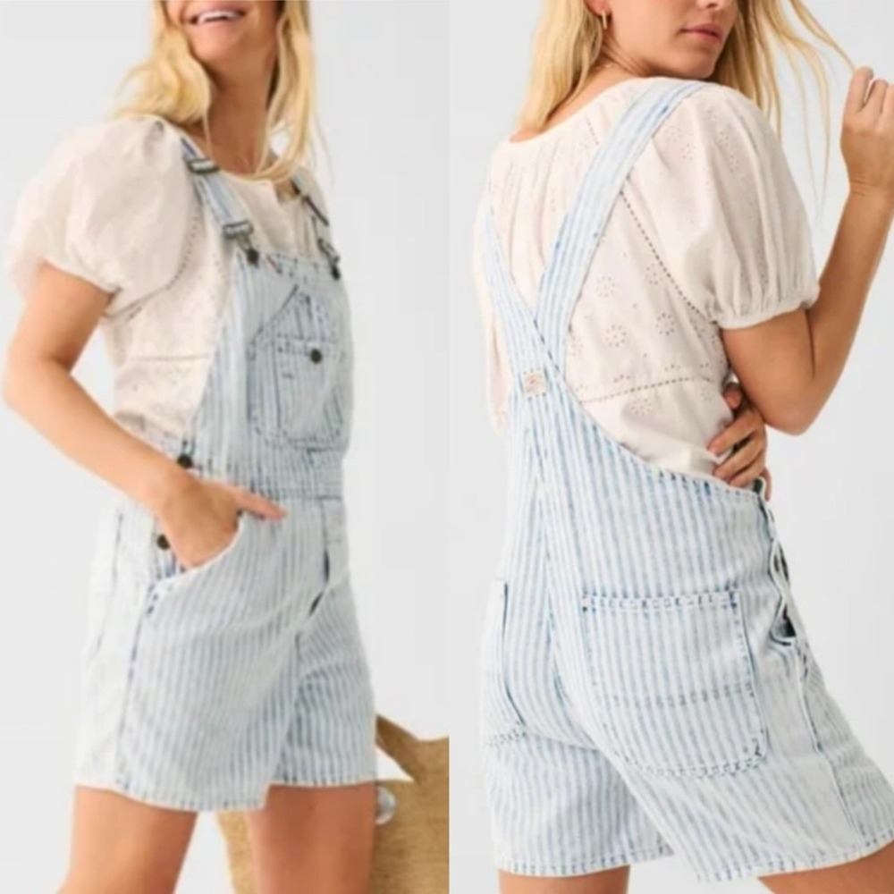 Faherty Topsail Shorterall (Overalls) *Altered* Railroad Stripe Size XS Relaxed